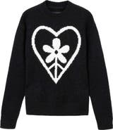 AllSaints Finden Heart Merino Wool & Alpaca Blend Crewneck Sweater
