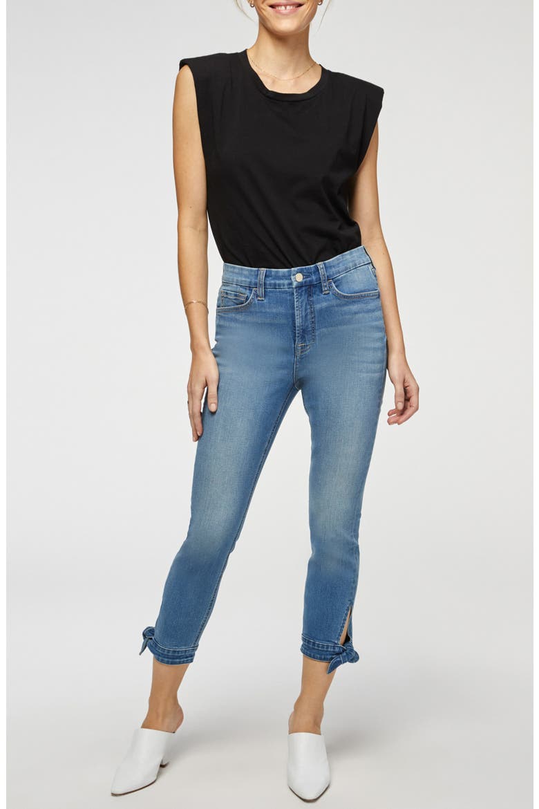 Tie Hem Crop Skinny Jeans, Alternate, color, SUNSET