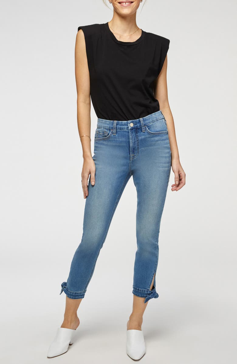 JEN7 by 7 For All Mankind Tie Hem Crop Skinny Jeans, Alternate, color, 
