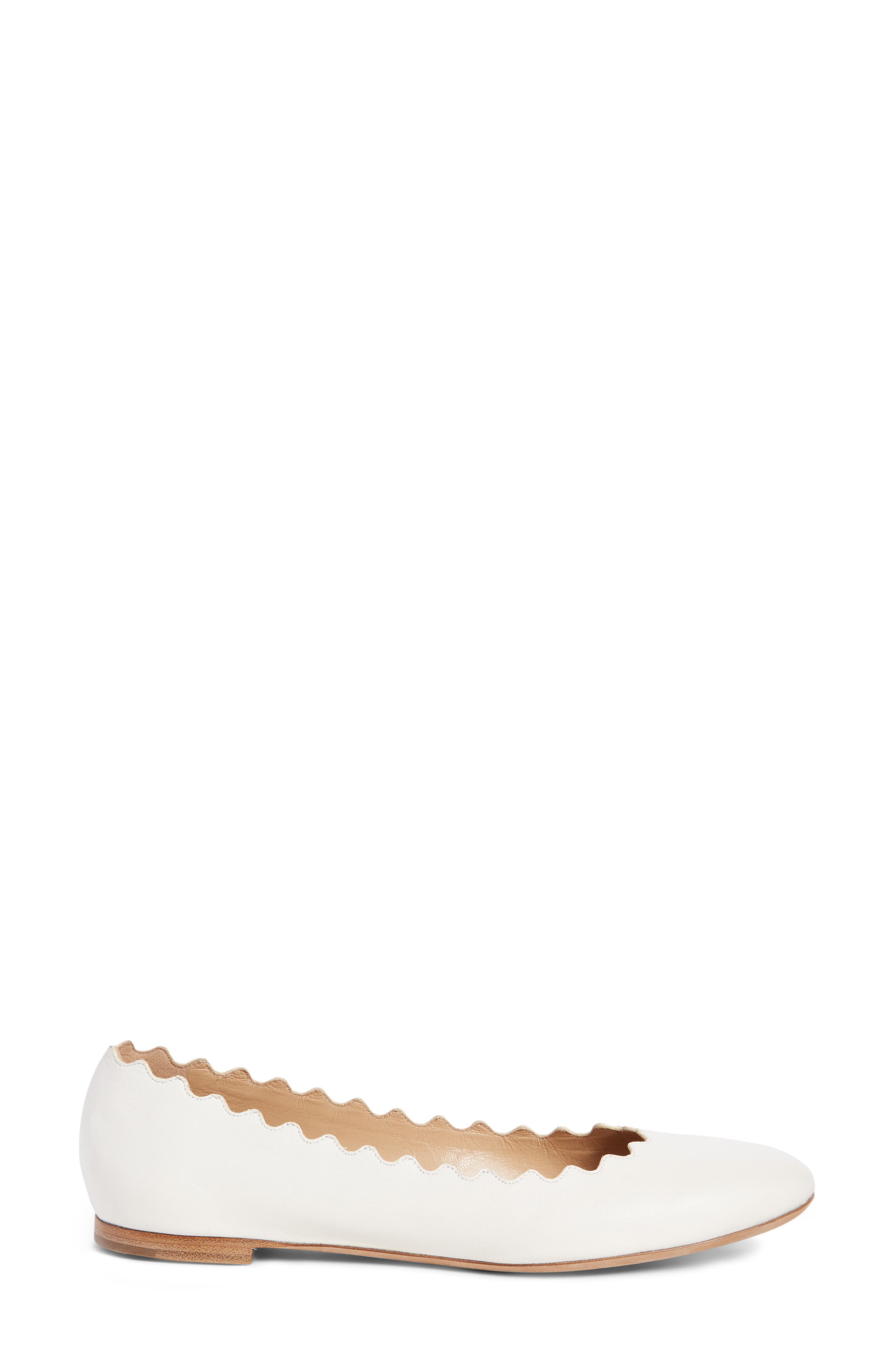 Lauren Scalloped Ballet Flat, Alternate, color, CLOUDY WHITE