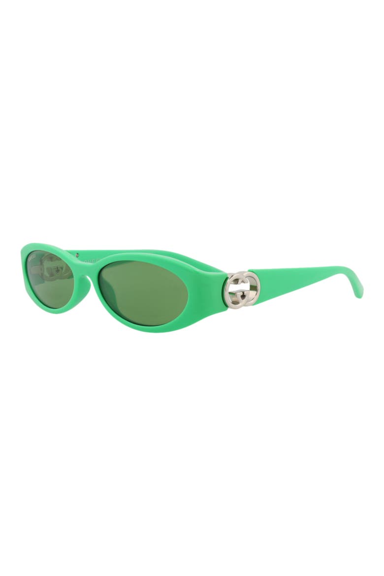54mm Oval Sunglasses, Alternate, color, GREEN GREEN GREEN