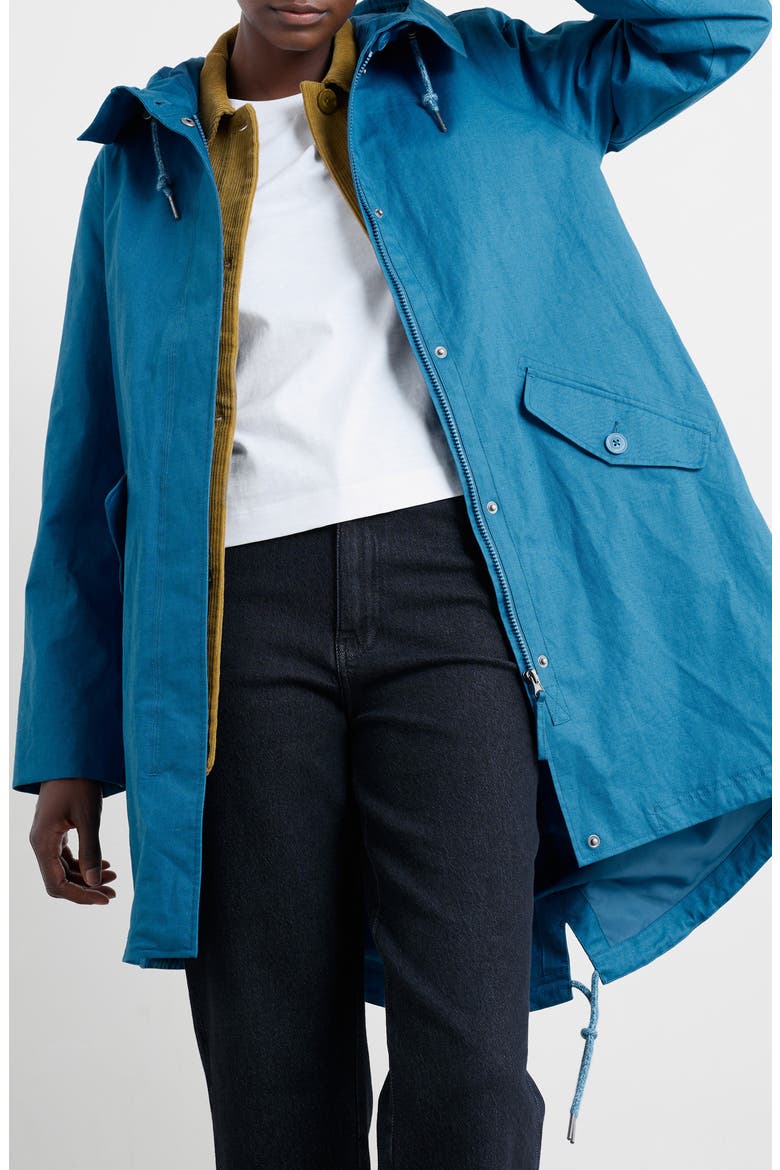 Seafaring Waterproof Linen & Cotton Hooded Coat, Main, color, SHORE