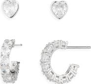 Nadri Serena Heart Stud & Hoop Earrings Set
