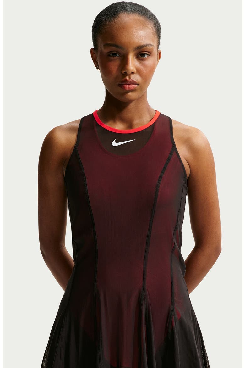 Court Slam Tennis Dress, Alternate, color, BLACK/ LT CRIMSON/ WHITE
