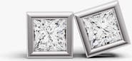 SEREIA OFFICIAL 14K Gold Studs 0.75 Carat Earrings Princess Bezel