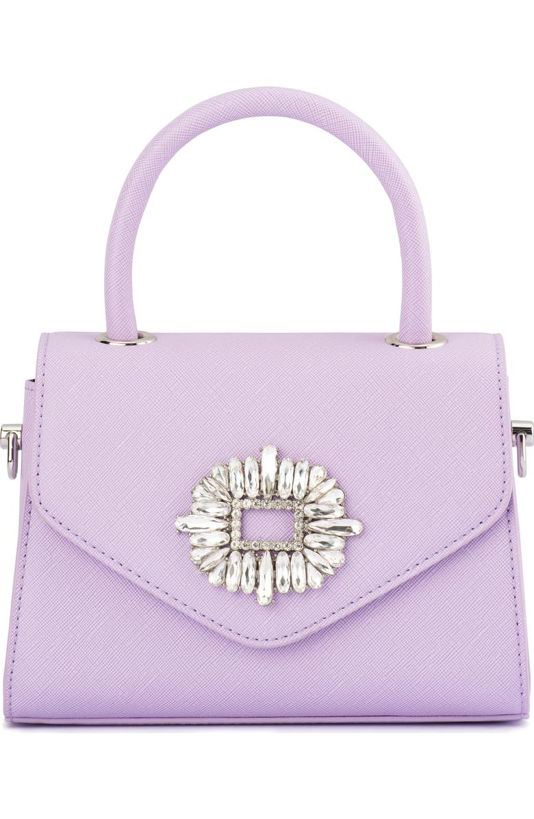 Olga Berg Alejandra Embellished Top Handle Bag, Main, color, Lilac