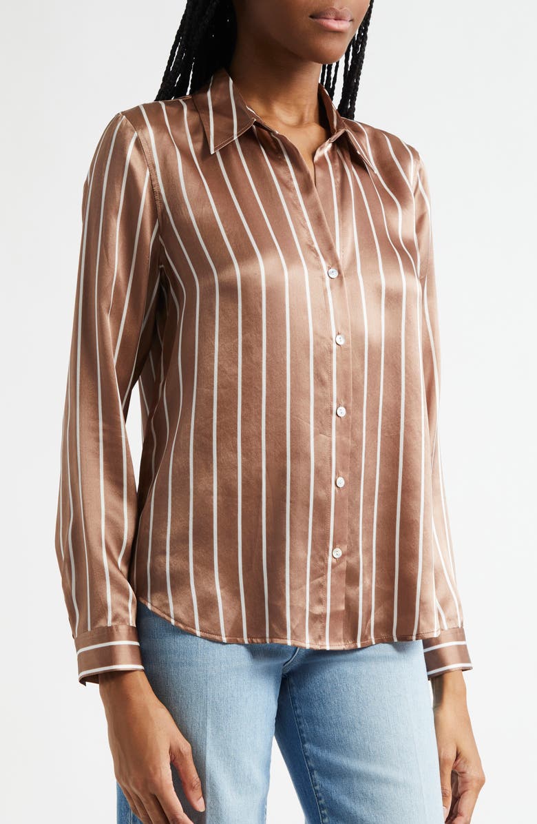 L'AGENCE Tyler Stripe Silk Button-Up Shirt, Alternate, color,