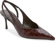 FERRAGAMO Croc Embossed Slingback Pump