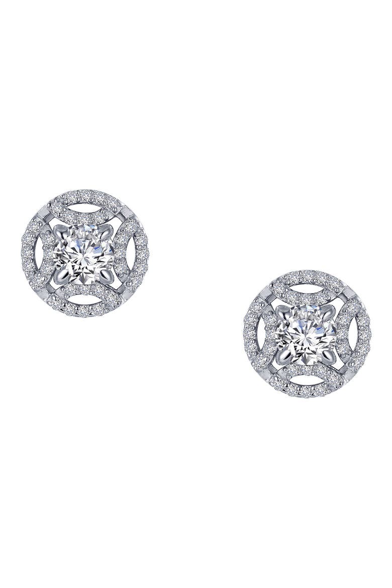 Simulated Diamond Button Earrings, Main, color, CLEAR/ SILVER