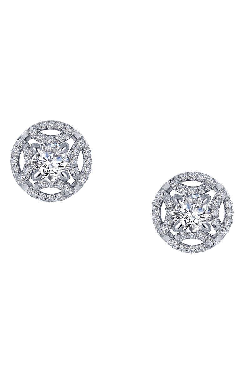 Lafonn Simulated Diamond Button Earrings, Main, color, 