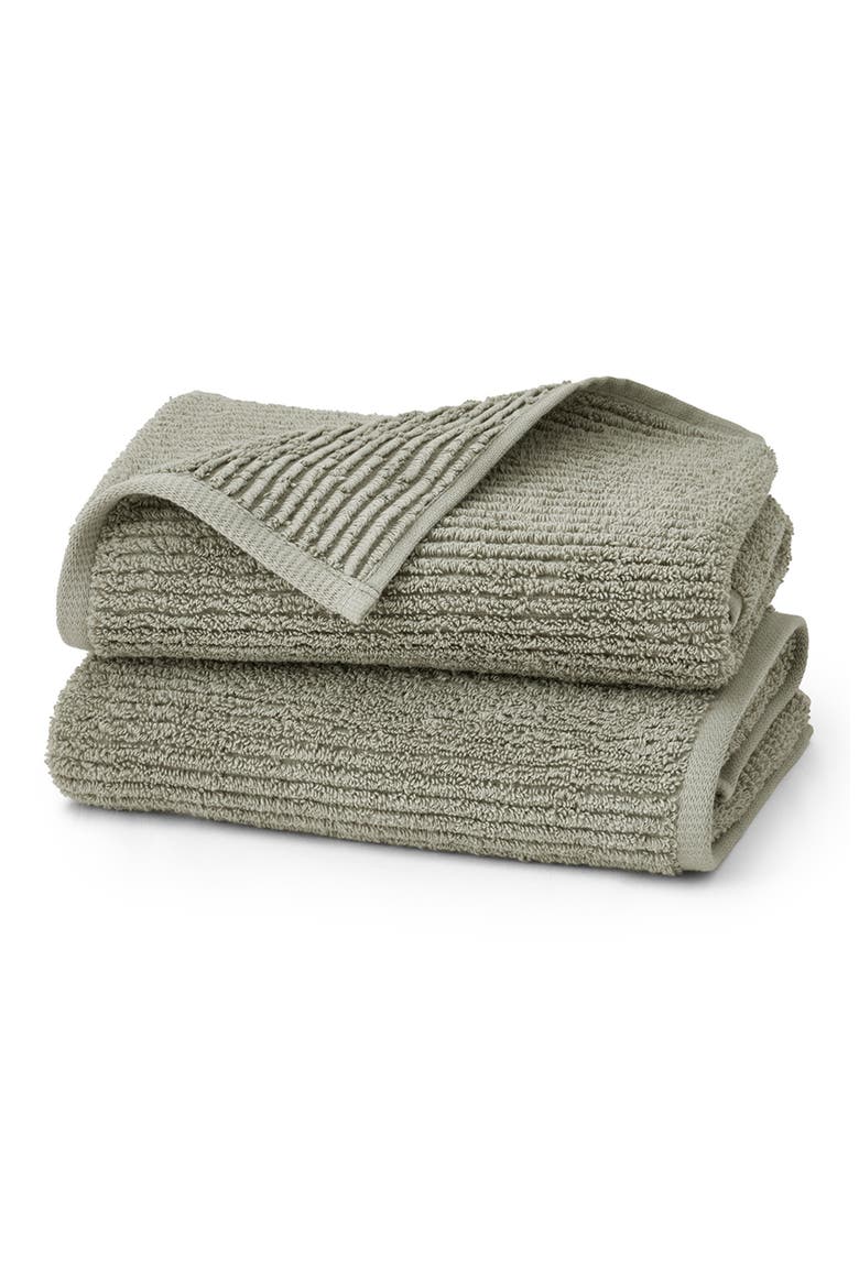 Turkish Rib Set of 2 Hand Towels, Main, color, SAGELEAF