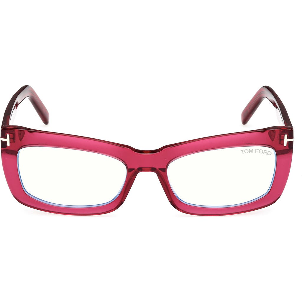 TOM FORD TOM FORD 55MM RECTANGULAR BLUE LIGHT BLOCKING GLASSES