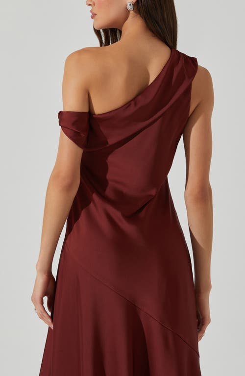 Astr The Label Orissa One-shoulder Satin Midi Dress In Brick