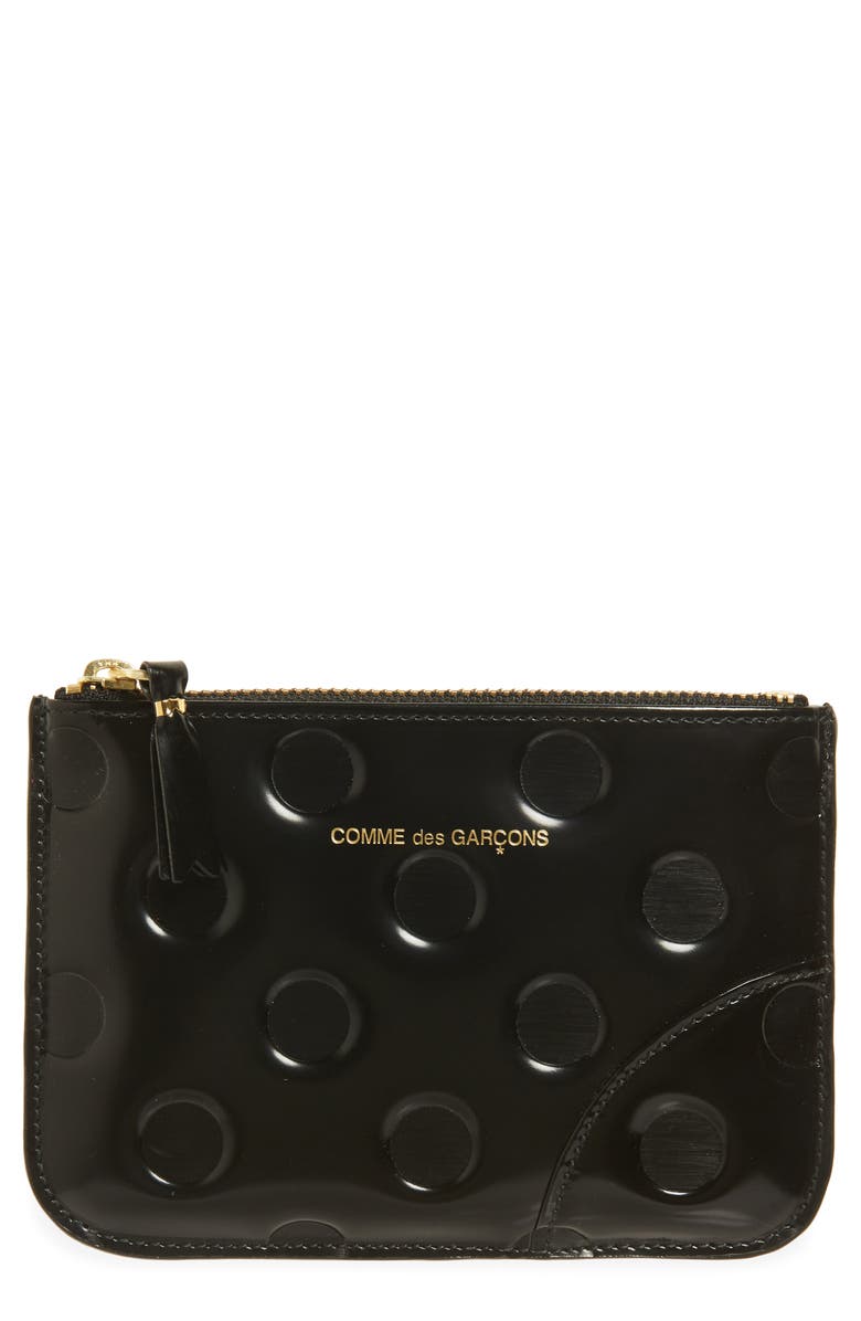 Comme des Garçons Wallets Dot Embossed Small Pouch, Main, color, Black