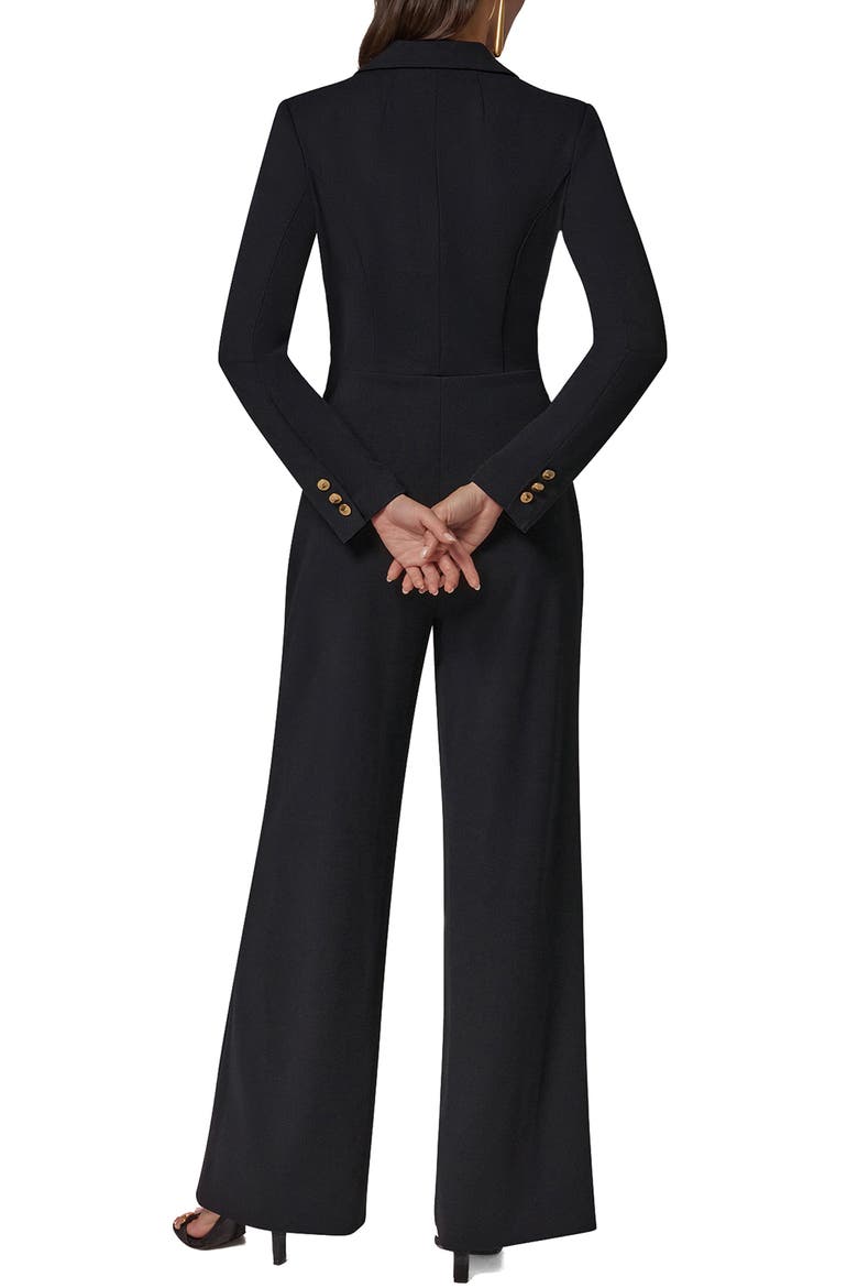 Long Sleeve Double Breasted Jumpsuit, Alternate, color, BLACK/ BLACK