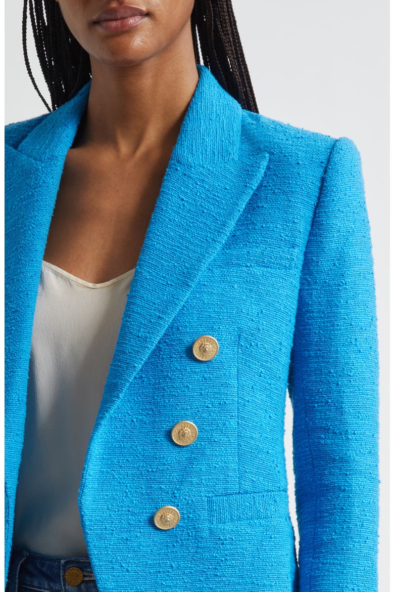 Brooke Double Breasted Crop Cotton Blend Blazer, Alternate, color, DRESDEN BL