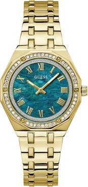 GUESS Desire Crystal & Mother-of-Pearl Goldtone Bracelet Watch, 36mm