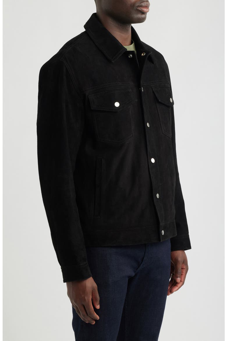 H-Mordo Suede Trucker Jacket, Alternate, color, BLACK