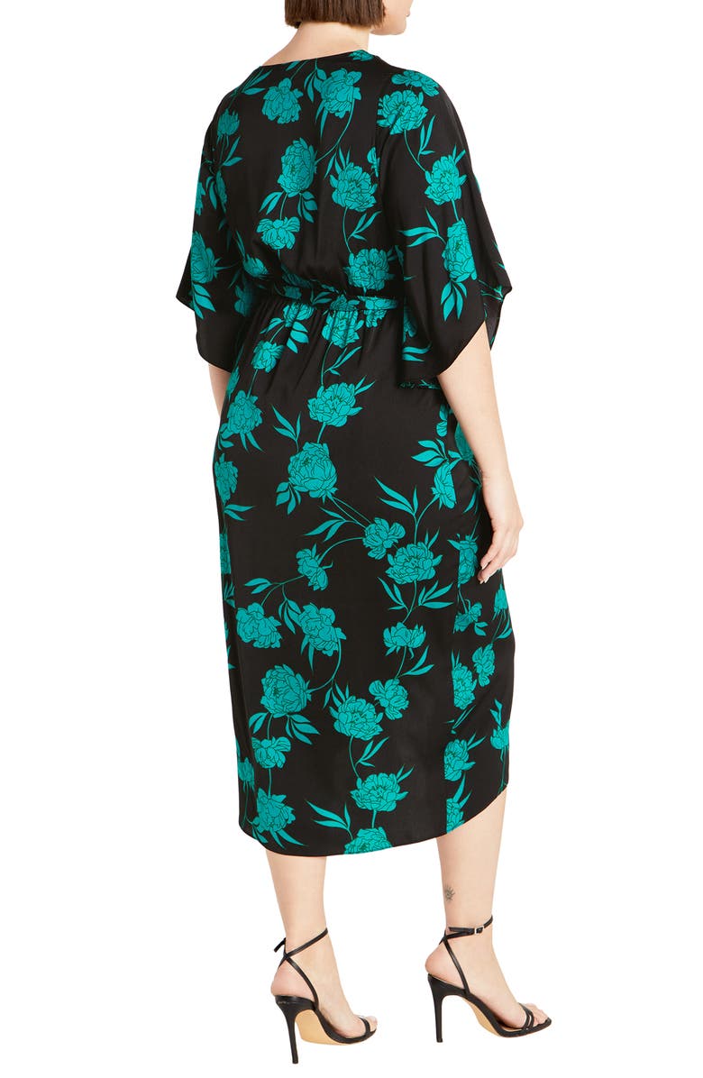 City Chic Kimberly Floral Print Faux Wrap Dress, Alternate, color, 