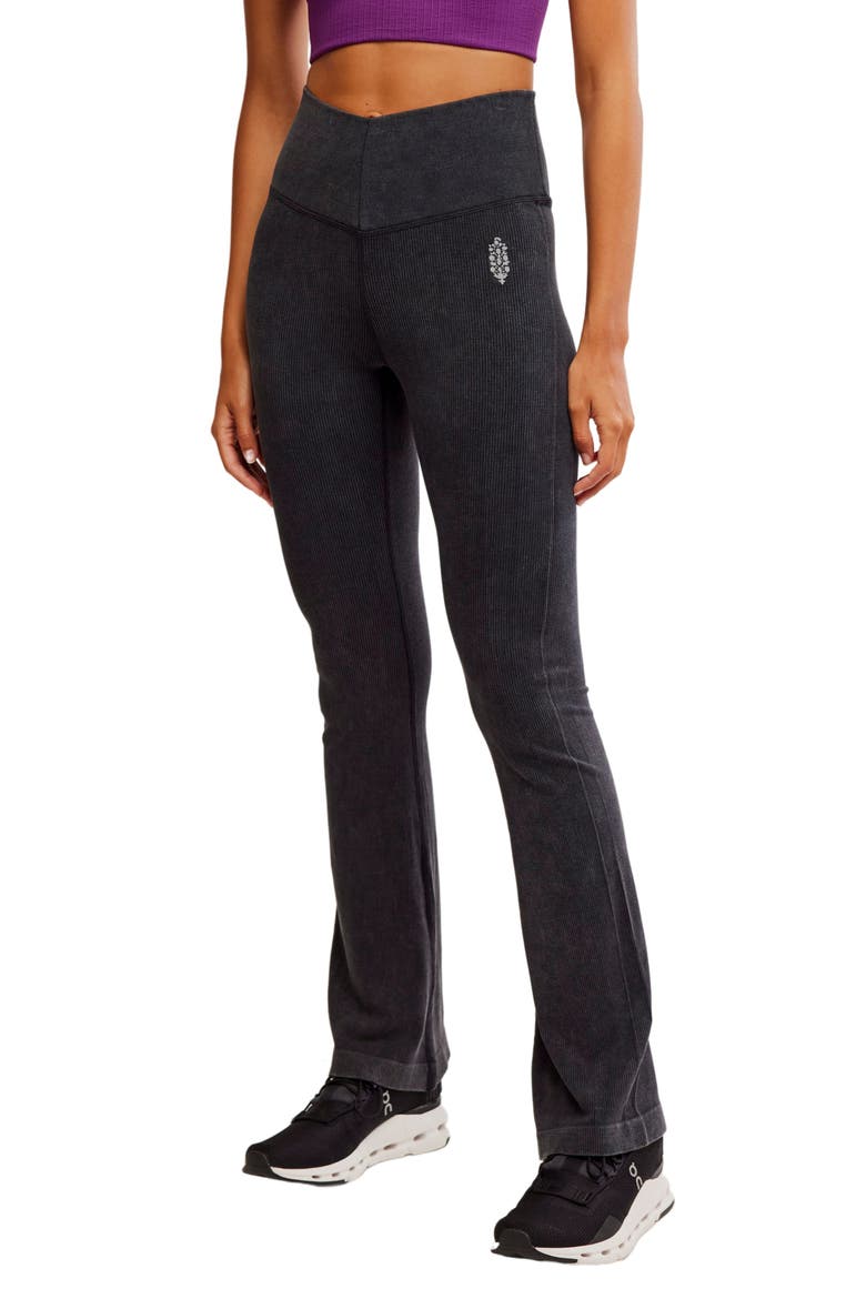 FP Movement Go to Smooth Flare Leggings, Main, color, WASHED BLACK
