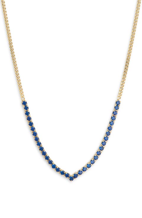 Colorful Crystal V-Front Chain Necklace