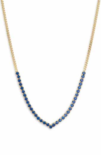 MESHMERISE Colorful Crystal V-Front Chain Necklace