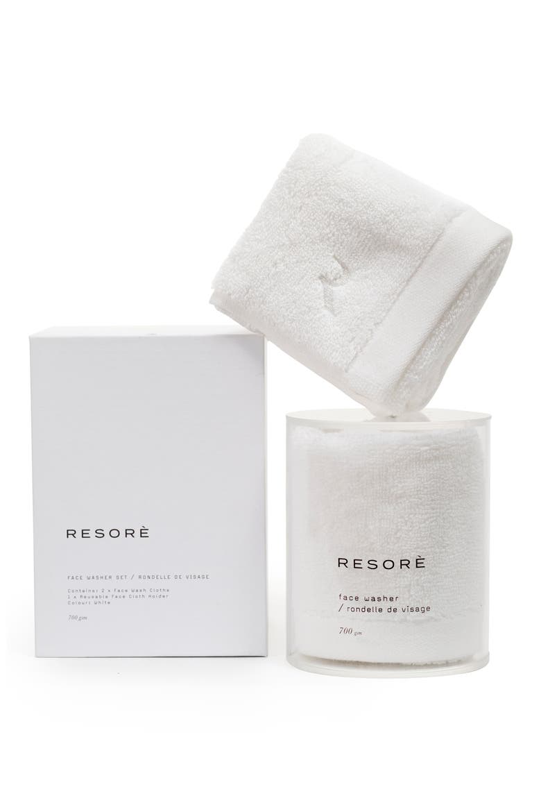 Resorè Set of 2 Washcloths, Main, color, WHITE
