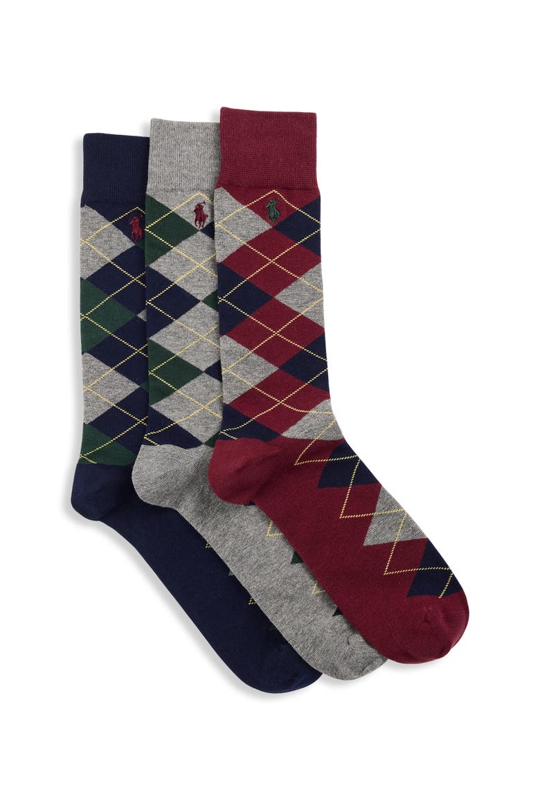 Big & Tall 3-pk Argyle Dress Socks, Main, color, NEW WINE
