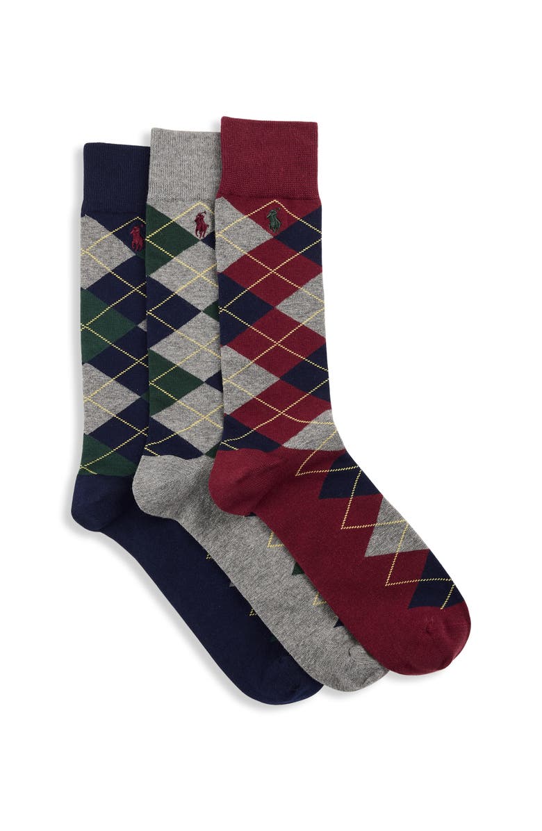 Polo Ralph Lauren Big & Tall 3-pk Argyle Dress Socks, Main, color, New Wine