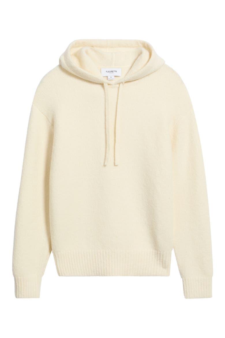 Merino Wool & Cashmere Blend Boucle Hoodie, Alternate, color, CREAM