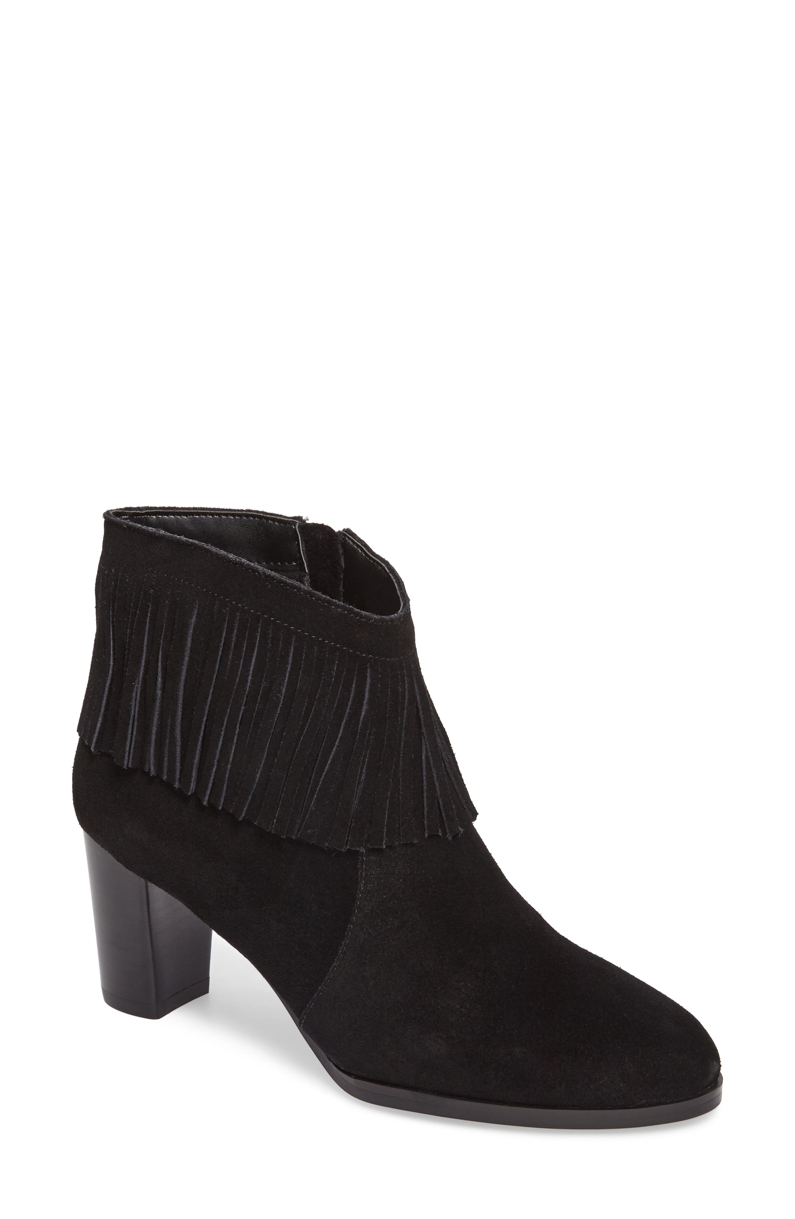 David Tate Misty Suede Western Fringe Bootie - Multiple Widths Available, Main, color, 