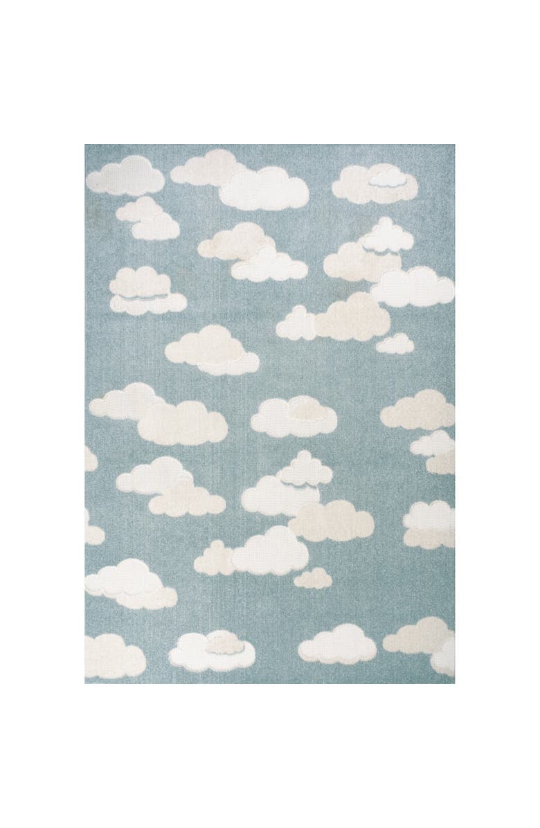 JONATHAN Y Hedwig High-Low Youth Cloud Scandi Indoor/Outdoor Area Rug, Main, color, Blue/Ivory