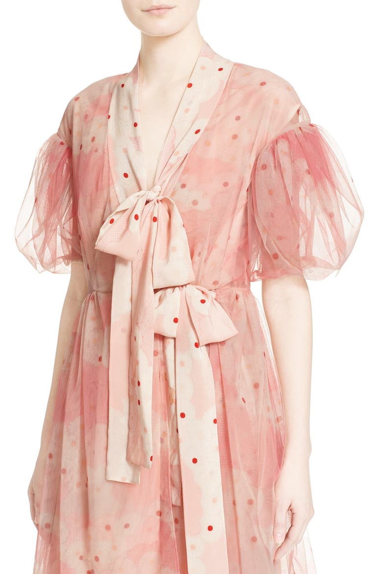 Print Tulle Kimono Wrap Dress, Alternate, color, PINK