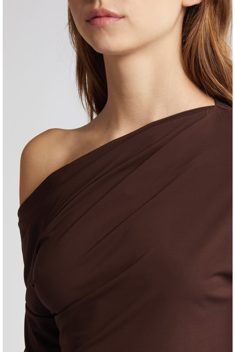 Anya One-Shoulder Knit Top, Alternate, color, CHOCOLATE