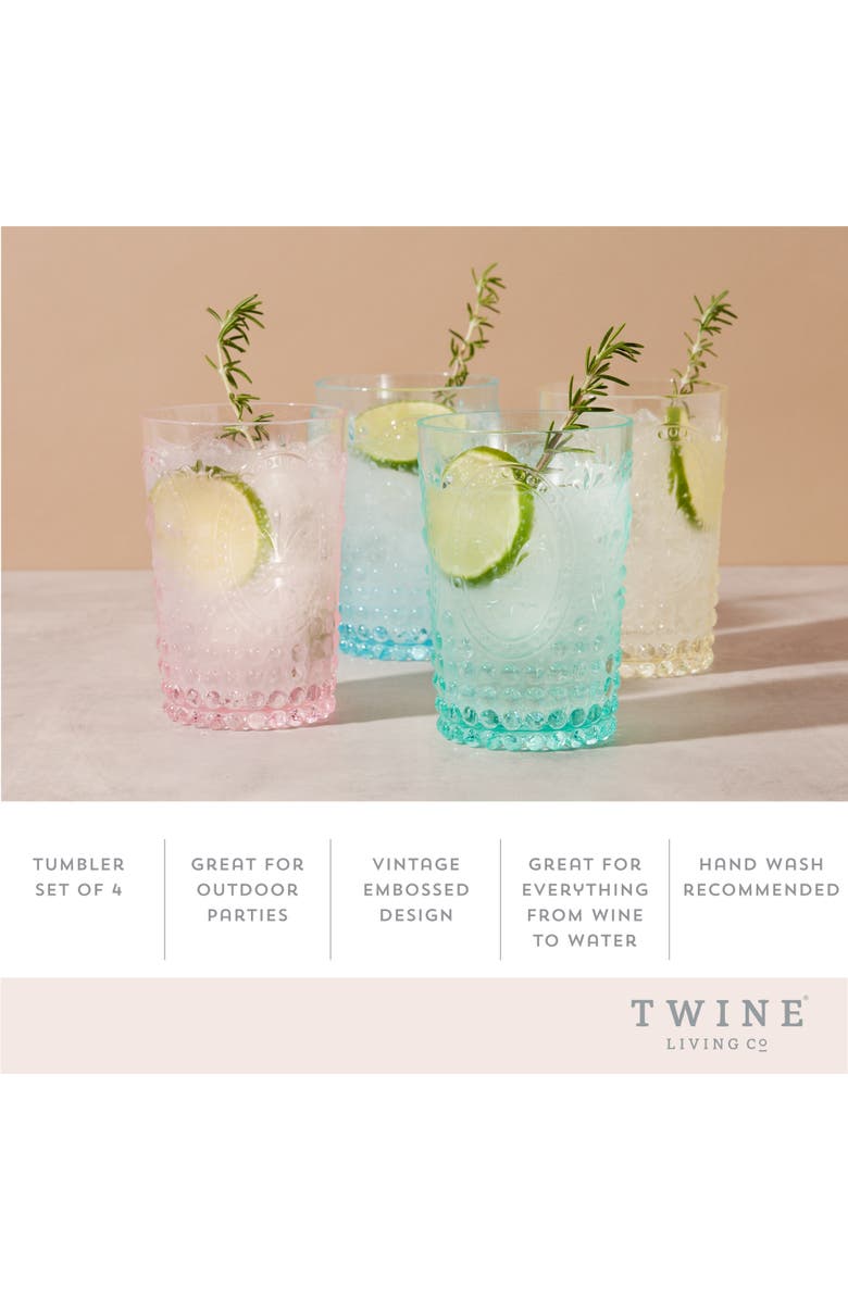 TWINE Shatterproof Acrylic Embossed Tumblers in Assorted Colors Set of 4, Alternate, color, Assorted