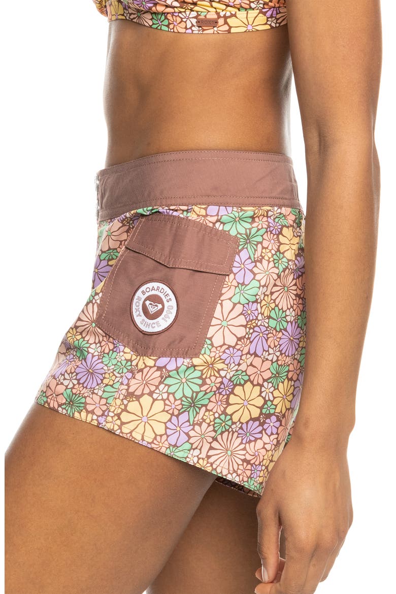 Floral Cover-Up Shorts, Alternate, color, ROOT BEER ALL ABOUT