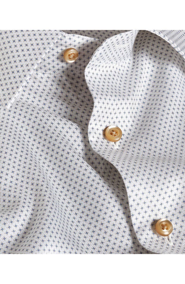 David Donahue Trim Fit Micro Geometric Cotton Dress Shirt, Alternate, color, Dune/ Multi