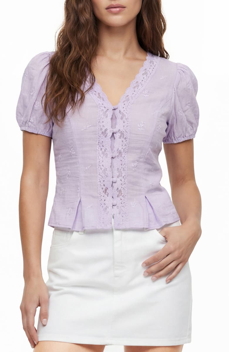 BY DESIGN Frenchie Embrodiered Button-Up Top, Main, color, 