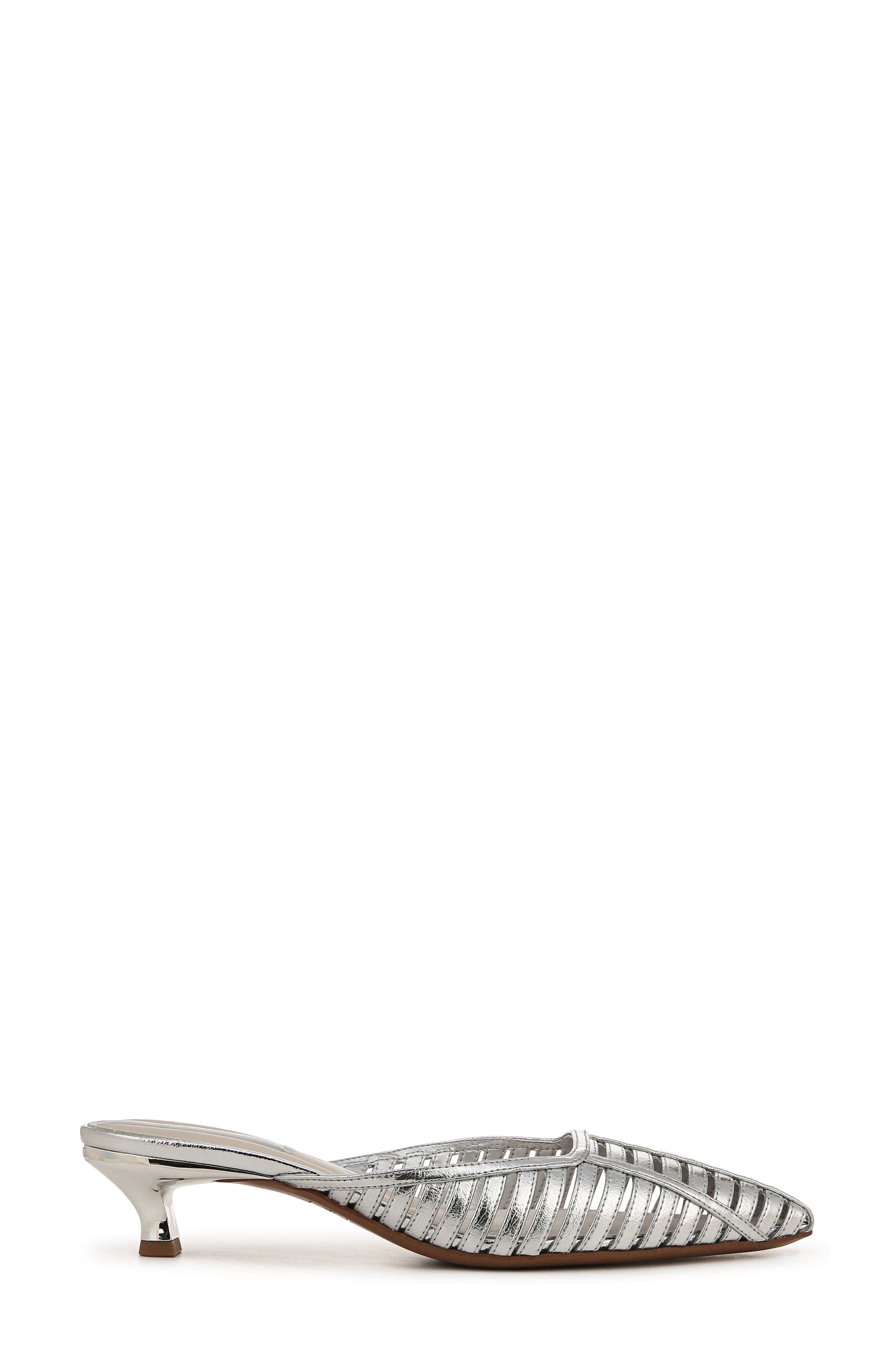 Franco Sarto Marline Pointed Toe Kitten Heel Pump, Alternate, color, Silver