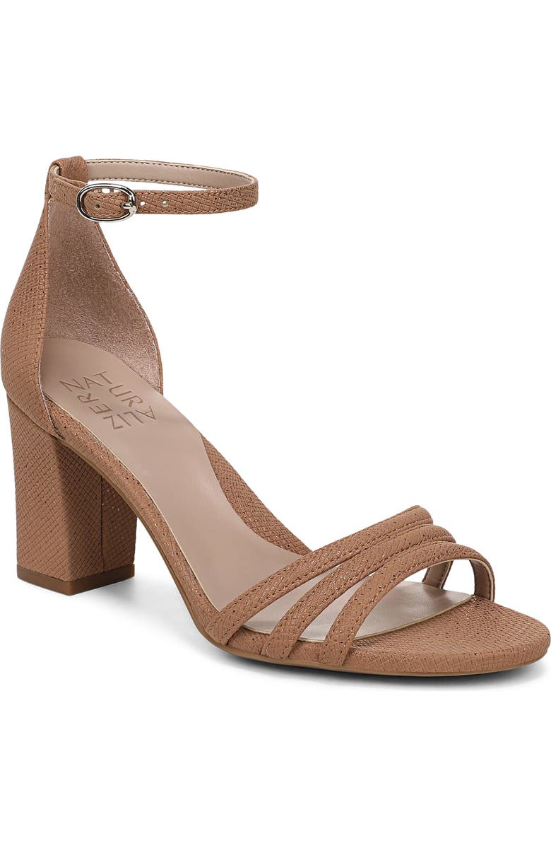 Naturalizer Heidi Ankle Strap Sandal, Main, color, Cafe Beige Textured Metallic