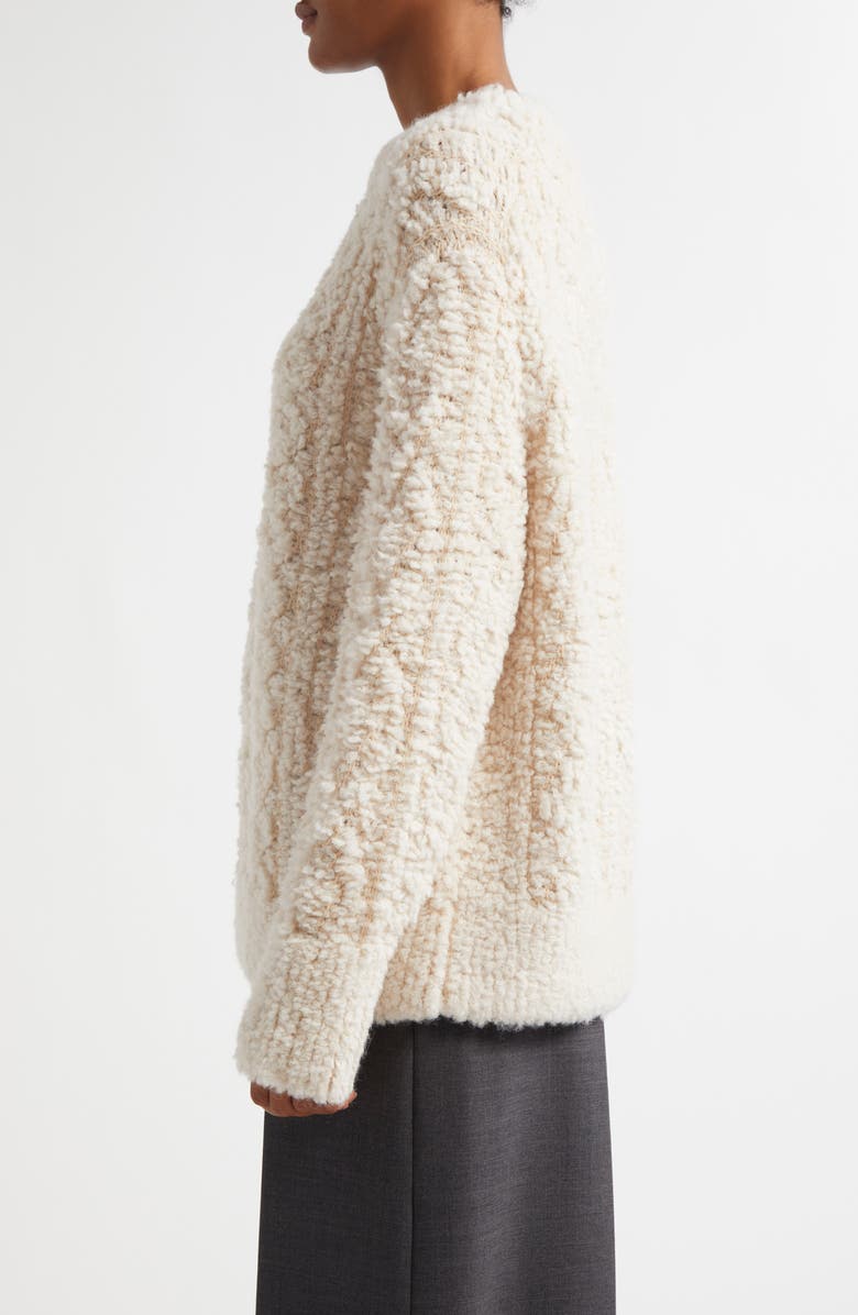 Vince Oversize Bouclé Wool & Alpaca Blend Crewneck Sweater, Alternate, color, Off White