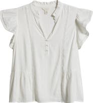 Caslon® Ruffle Sleeve Popover Top