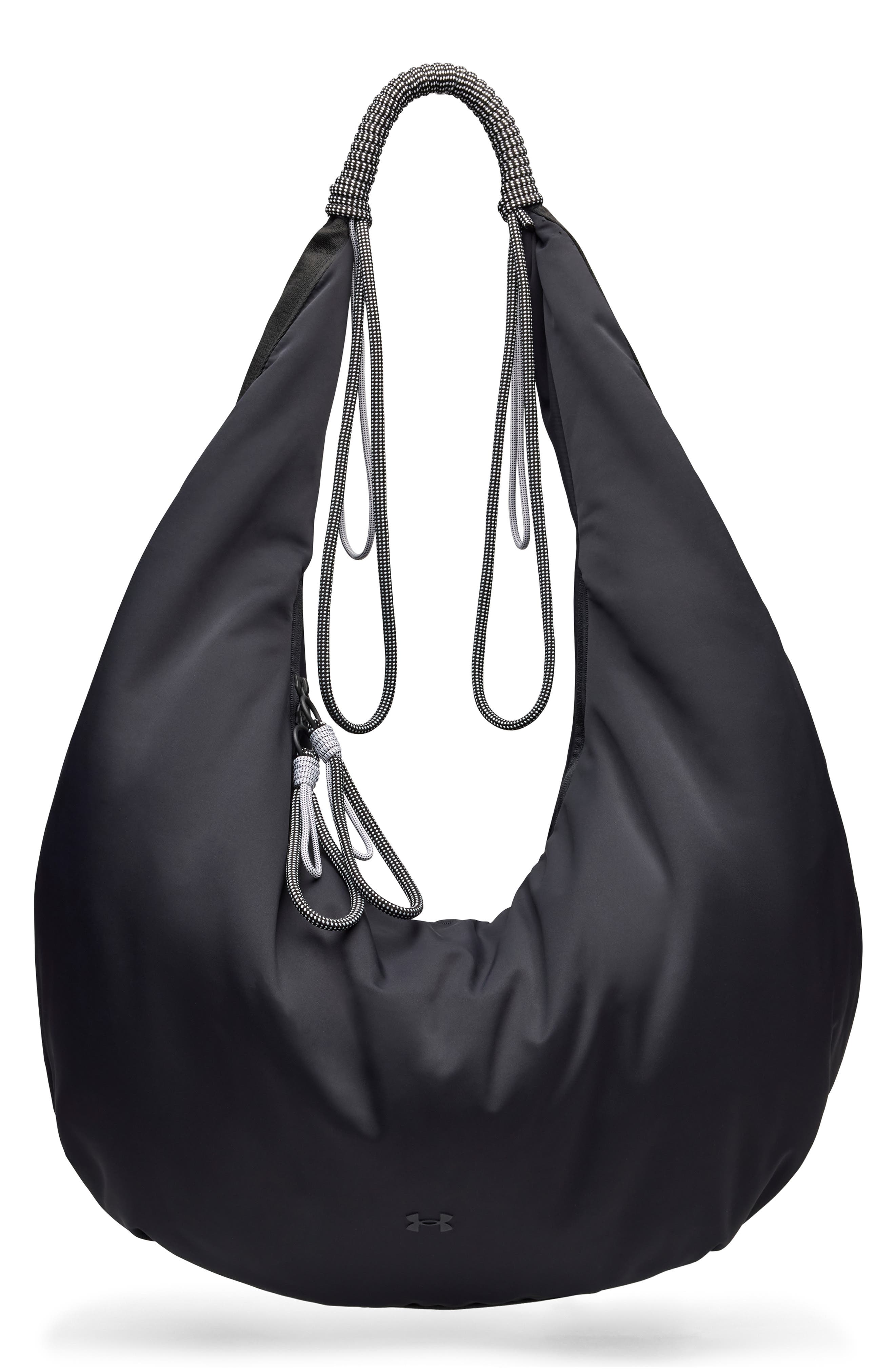 UA Studio Water Resistant Cinch Crescent Gym Bag, Main, color, 001 BLACK