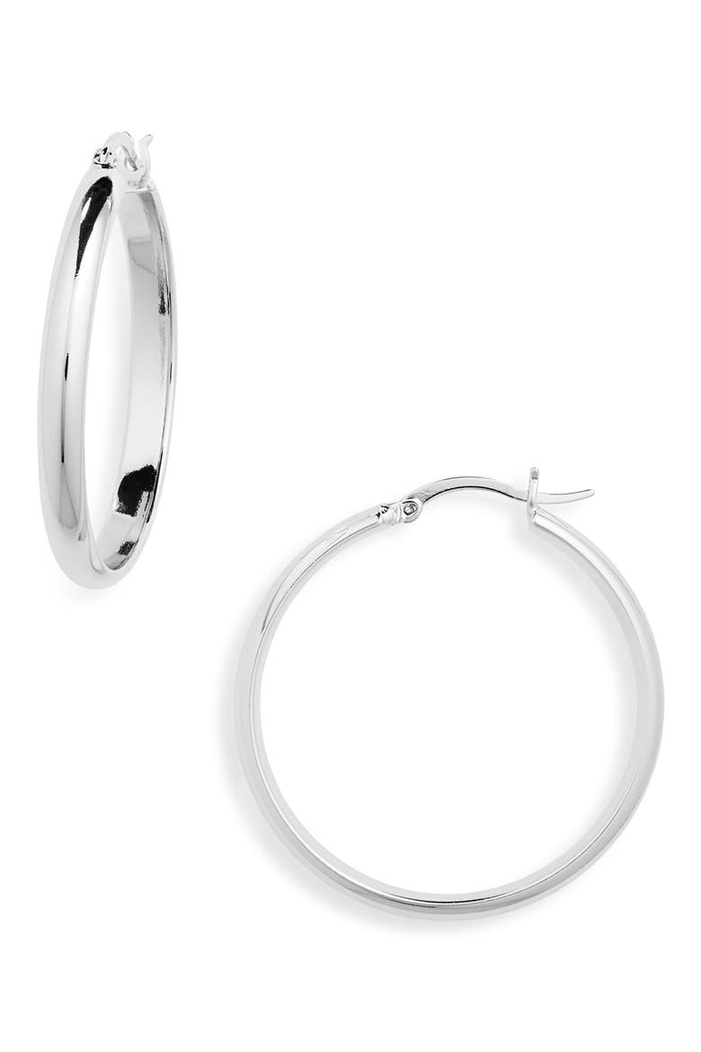 Tube Hoop Earrings, Main, color, SILVER