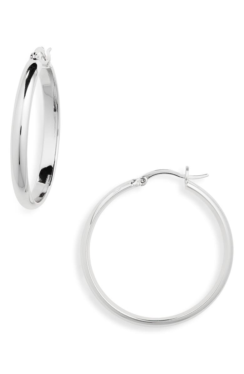 NORDSTROM RACK Tube Hoop Earrings, Main, color, Silver