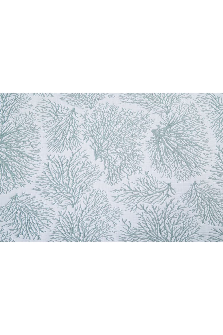 Seafoam Coral Jaquard Coverlet Set, Alternate, color, Blue