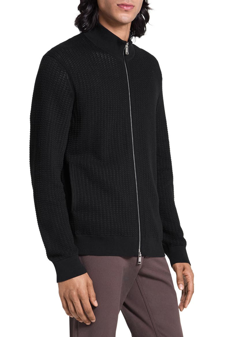 Walton Full Zip Cotton Cardigan, Alternate, color, BLACK - 001