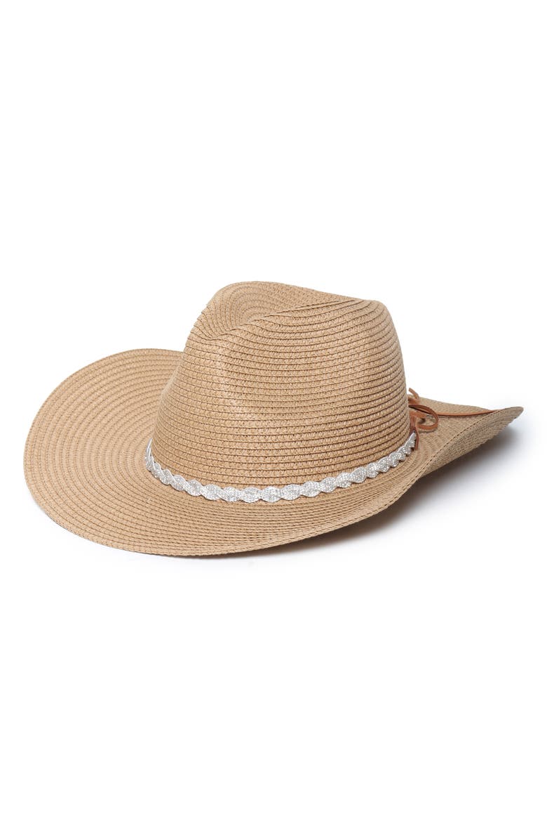 David & Young Bling Band Woven Cowboy Hat, Alternate, color, Light Brown