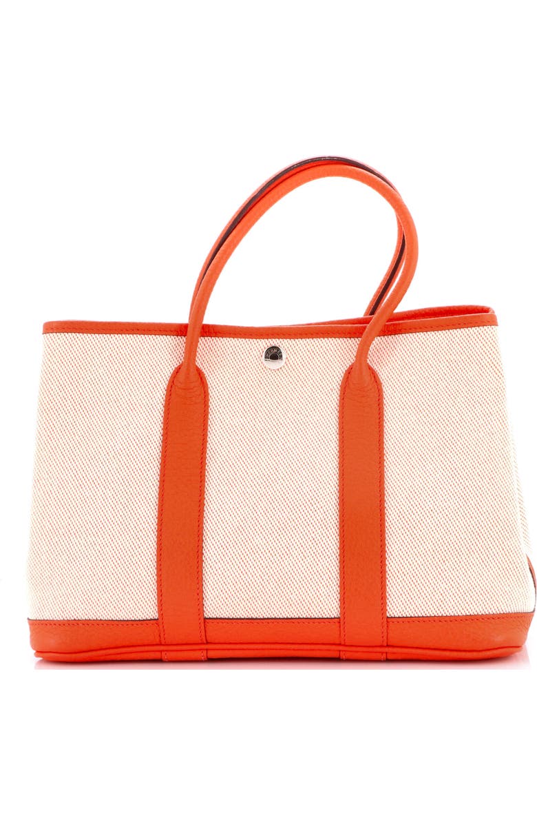Pre-Owned Hermes Garden Party Tote Toile and Leather 30, Main, color, Orange Poppy