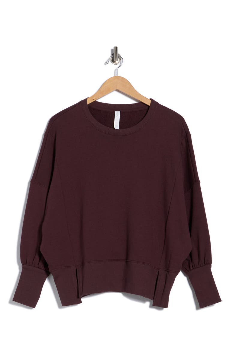 Wind Down Terry Volume Crewneck Sweatshirt, Alternate, color, BURGUNDY FUDGE